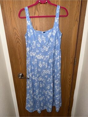 Old Navy Blue and White Floral Sleeveless Dress Size Large Tall
